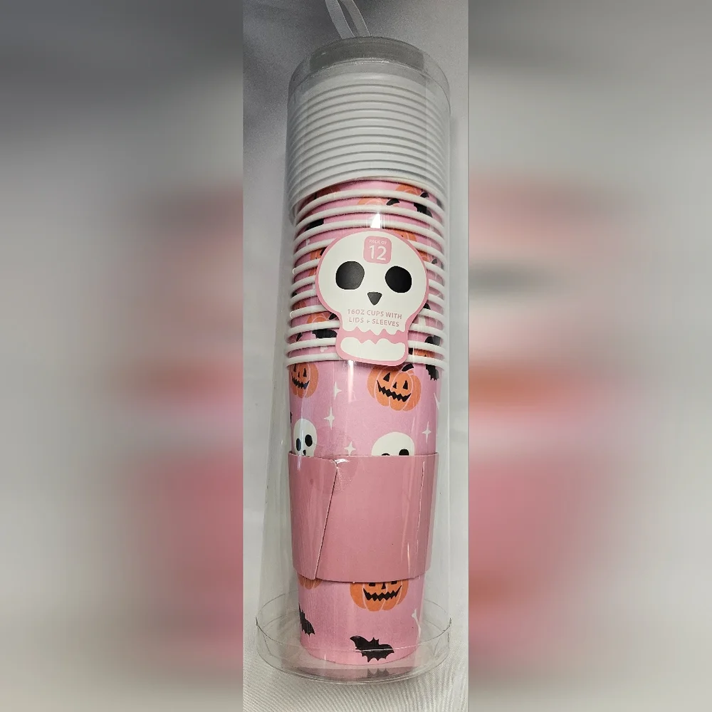Spooky Halloween Cups with Lids And Sleeves 12ct